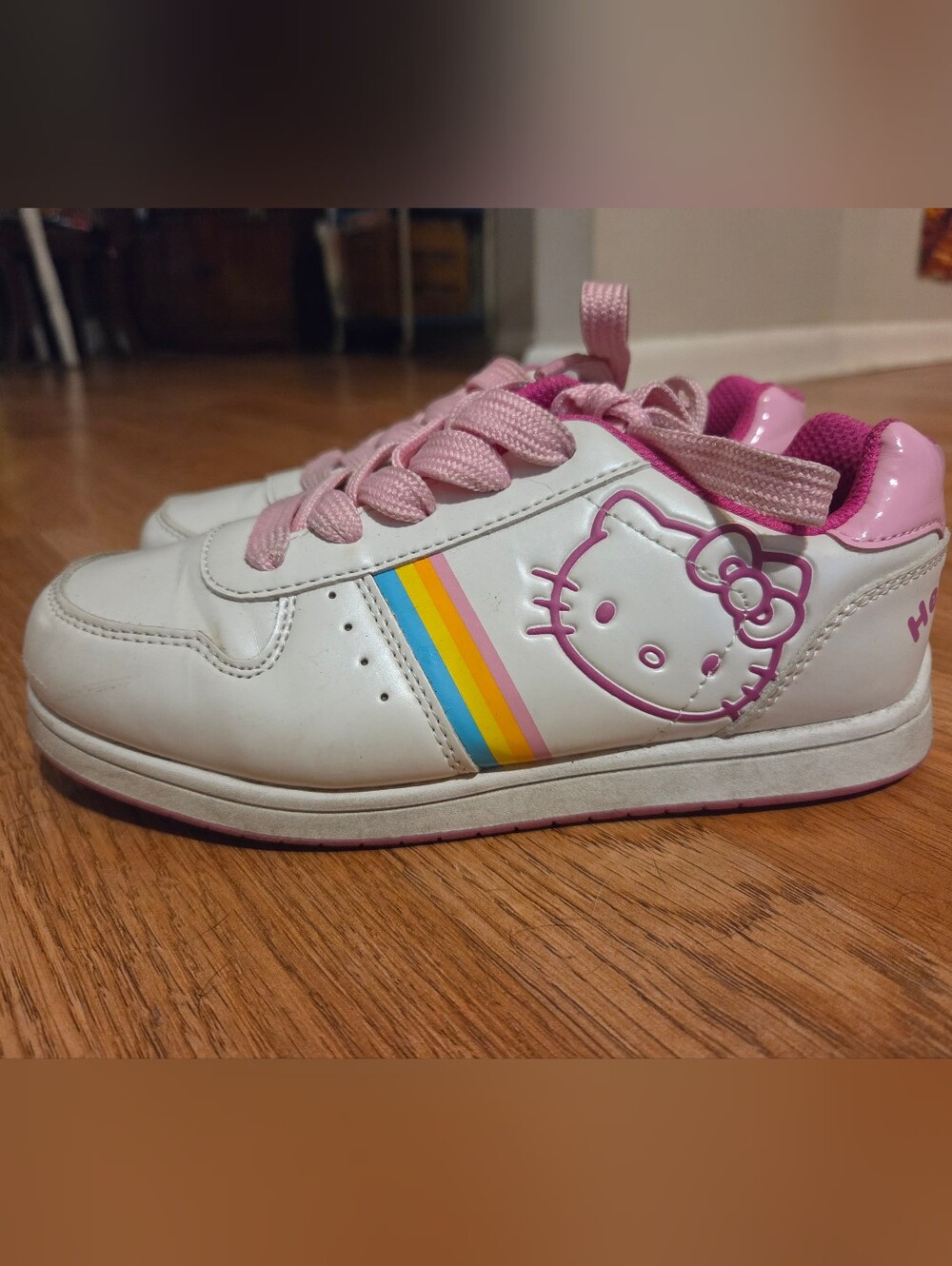 Hello Kitty Pink, White, & Rainbow Sneakers, Size 3